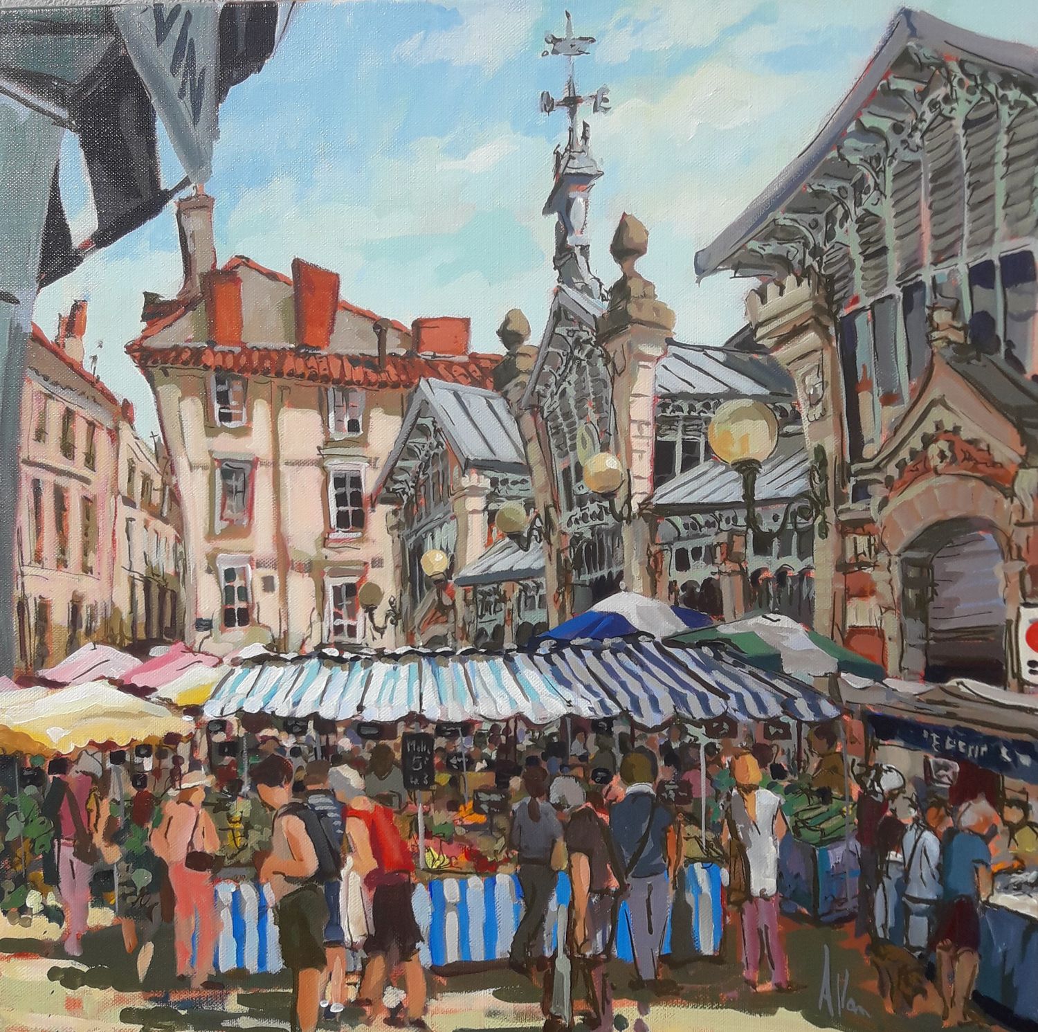 Marché 2. Acrylique sur toile, 60x60cm. Prix 1000€